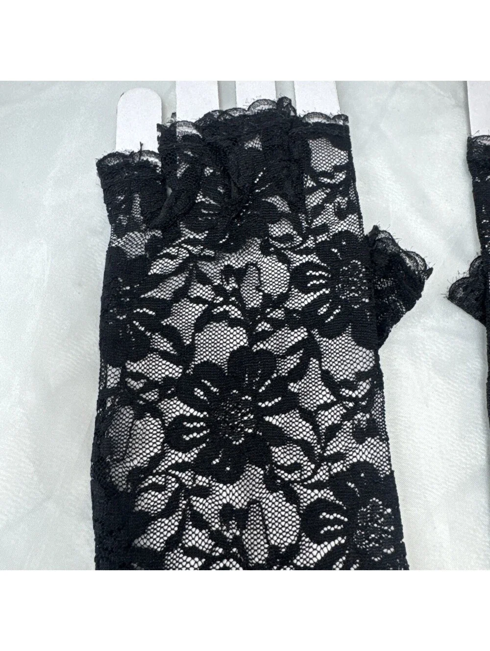Halloween Short Half Finger Lace Gloves Women Thin Black Mesh Fishnet Mitten